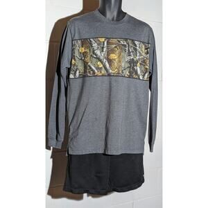 Legendary Mens Gray Camo Panel Long Sleeve T-Shirt Camouflage Print Top Medium